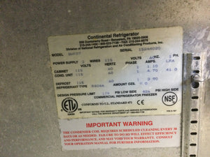 Continental SWF27 27” W Worktop Freezer 115v Tested & Working