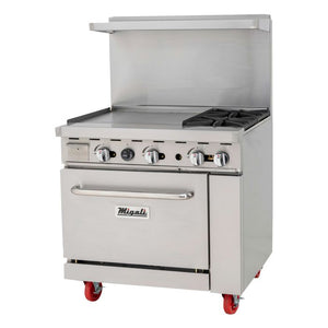 Migali C-RO4B-12GL-NG, 4 Burner Range, 12” Griddle Left Side, (1) Oven, Natural Gas