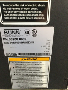 Bunn VPR, BLK W2 Decanter Coffee Maker Tested And Working