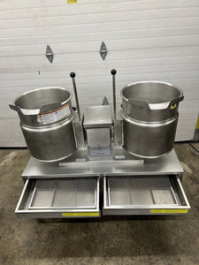 Cleveland KET-12 Twin Electric Kettles W/ Pouring Stand Fully Refurbished