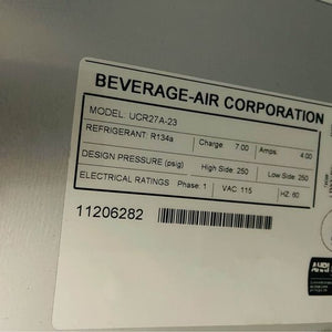 Beverage Air UCR27-23 27” Undercounter Refrigerator on casters. Tested & Working!