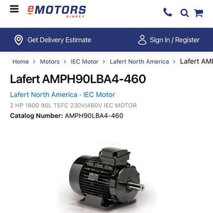 Lafert AMPH90LBA4-460 IEC Motor2 HP 1800 90L TEFC 230V|460V IEC MOTOR “NEW IN BOX”