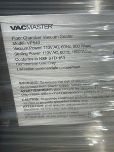 VacMaster VP540 “NEW” 2, 20” Bar Vacuum Sealer 110v 1ph