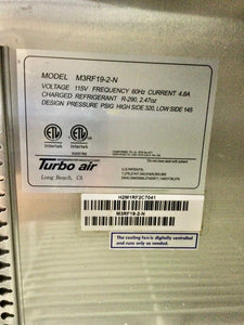 Turbo Air M3RF19-2-N 25” Refrigerator / Freezer Solid Doors 115v Refurbished!