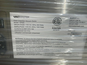 VacMaster VP540 “NEW” 2, 20” Bar Vacuum Sealer 110v 1ph