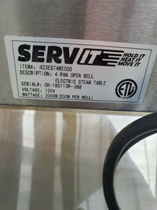 ServIt EST-4WS Four Pan Sealed Well Electric Steam Table w/Undershelf 120v Works