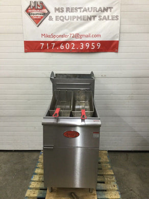 Avantco FF518 Nat. Gas 70-100lb SS Tube Floor Fryer 150,000 BTU